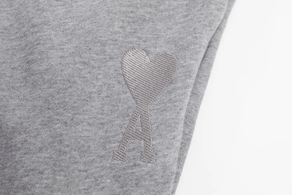 CY505# ami Alexandre Mattiussi22 new autumn and winter loose legged sports pants, pure cotton David sweater 400G terry fabric, same style for men and women Color: black apricot gray khaki Size: S-XL