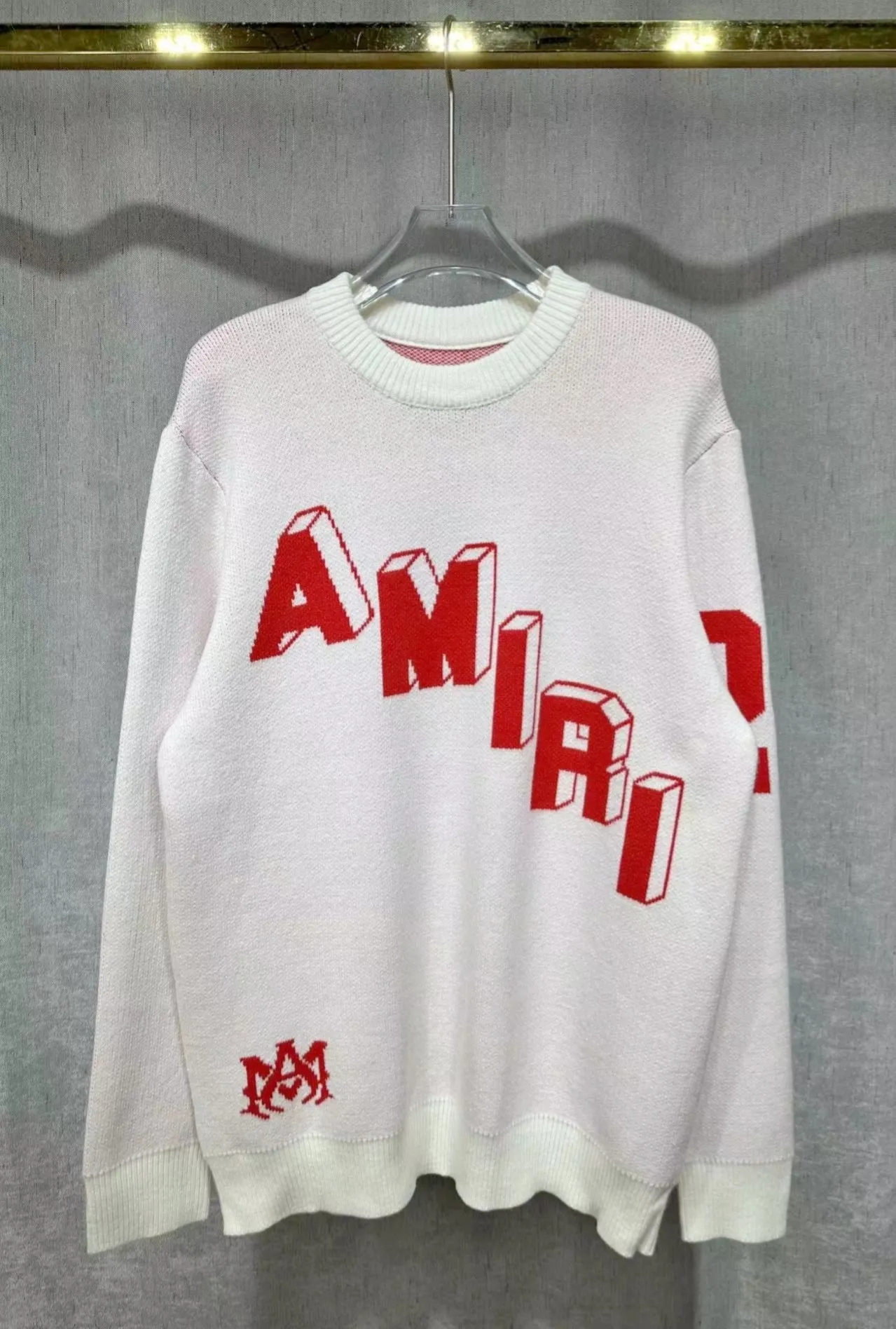 P230 🎉AMIRI new autumn and winter sweater Amiri exclusive logo jacquard on the front, 22 number jacquard on the back Color: White Black Size: S M L XL XXL