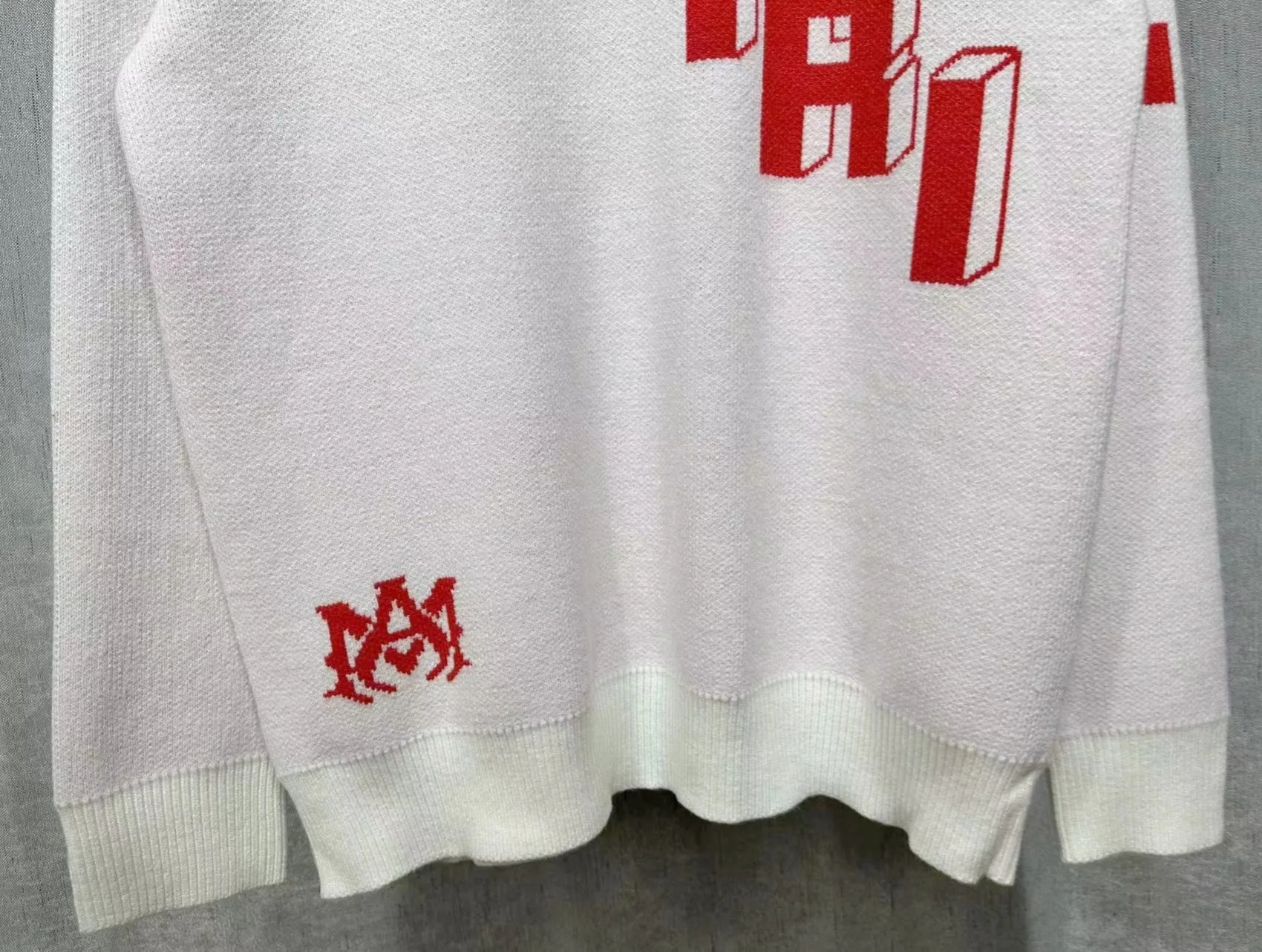 P230 🎉AMIRI new autumn and winter sweater Amiri exclusive logo jacquard on the front, 22 number jacquard on the back Color: White Black Size: S M L XL XXL