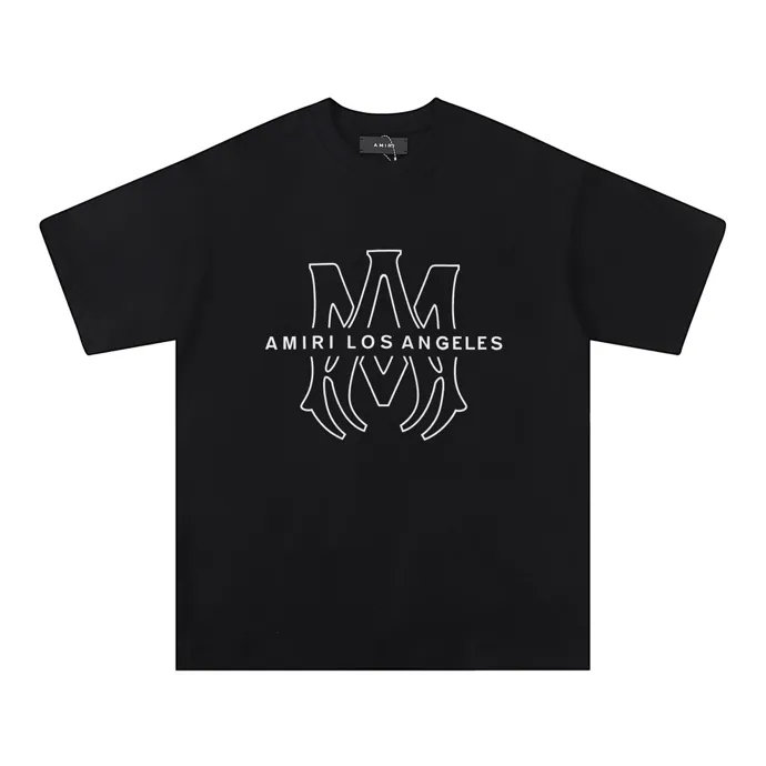Style number: 680 P114 Fabric: 260g double yarn AMIRI 2025 spring and summer new logo round neck T-shirt high street same style for men and women loose classic letter short sleeves Color: White Black Size: S M L XL