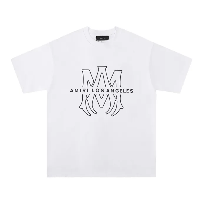 Style number: 680 P114 Fabric: 260g double yarn AMIRI 2025 spring and summer new logo round neck T-shirt high street same style for men and women loose classic letter short sleeves Color: White Black Size: S M L XL