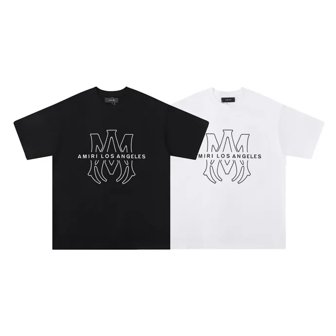 Style number: 680 P114 Fabric: 260g double yarn AMIRI 2025 spring and summer new logo round neck T-shirt high street same style for men and women loose classic letter short sleeves Color: White Black Size: S M L XL