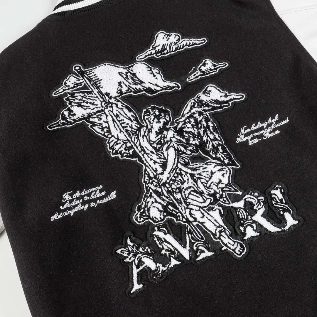 P390 Amiri2024ss Cupid💘baseball uniform jacket -Using towel embroidery technology, pocket hardware zipper design, full of uniqueness -700g dragon and phoenix nylon and litchi pattern PU collide💥 Fashionable and versatile M L Xl xxl