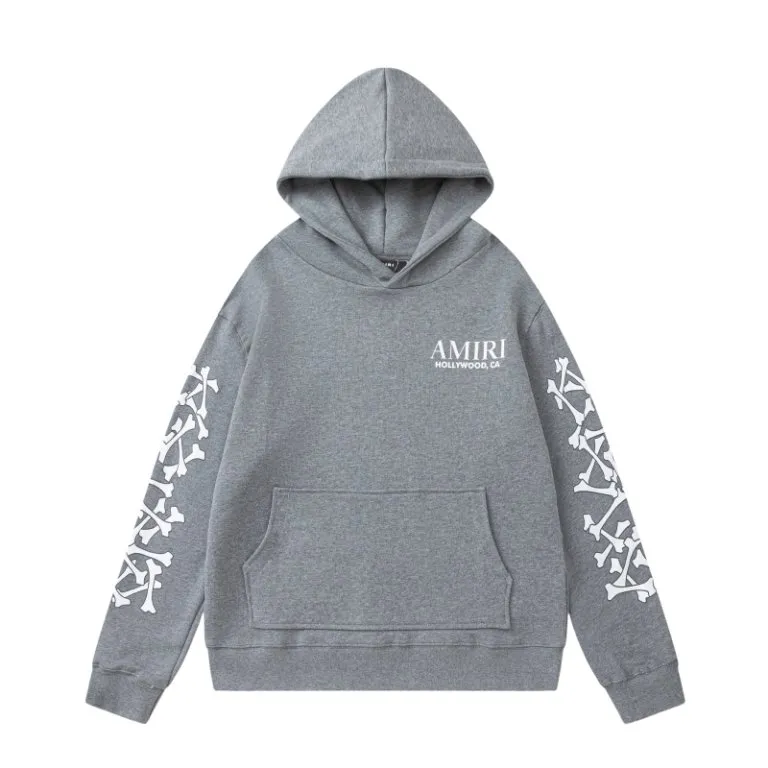 P310 7188-01#AMIRI classic bone print logo, 480g terry fabric, color: black, floral gray, red, colorful blue, size: S M L XL