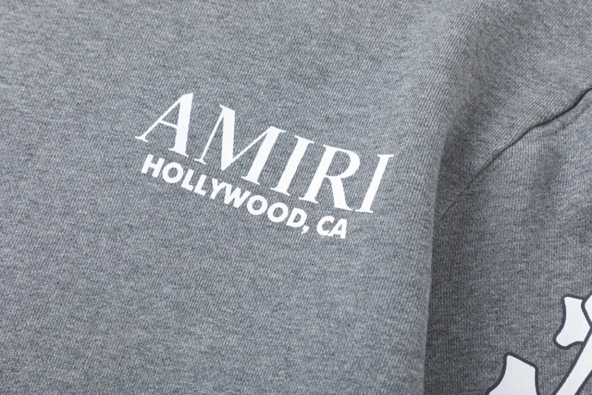 P310 7188-01#AMIRI classic bone print logo, 480g terry fabric, color: black, floral gray, red, colorful blue, size: S M L XL
