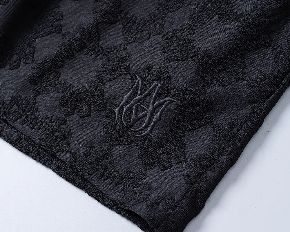 P140 Mili's 2026 spring and summer new men's casual shorts, terry jacquard fabric, stylish and handsome, comfortable fabric, rigorous workmanship, and neat wiring. Good upper body effect·Size M-3XL black