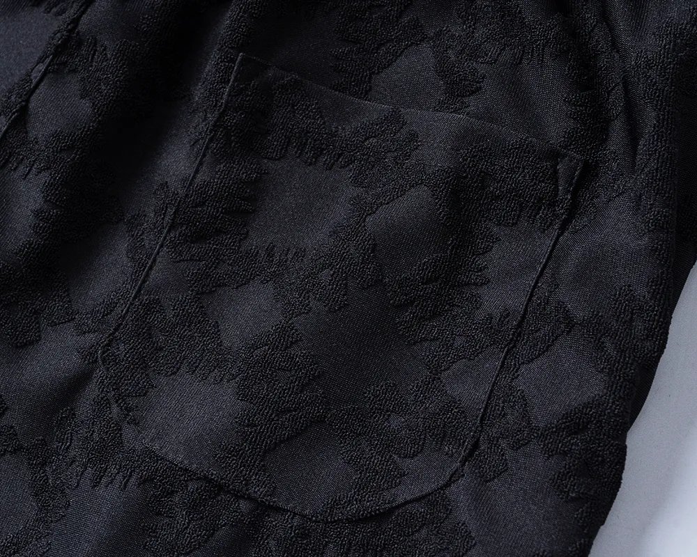 P140 Mili's 2026 spring and summer new men's casual shorts, terry jacquard fabric, stylish and handsome, comfortable fabric, rigorous workmanship, and neat wiring. Good upper body effect·Size M-3XL black