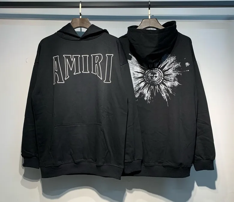 883 model P220 high quality 360g pure cotton terry AMIRI real shot sweatshirt black hanging shot S. M. L. XL