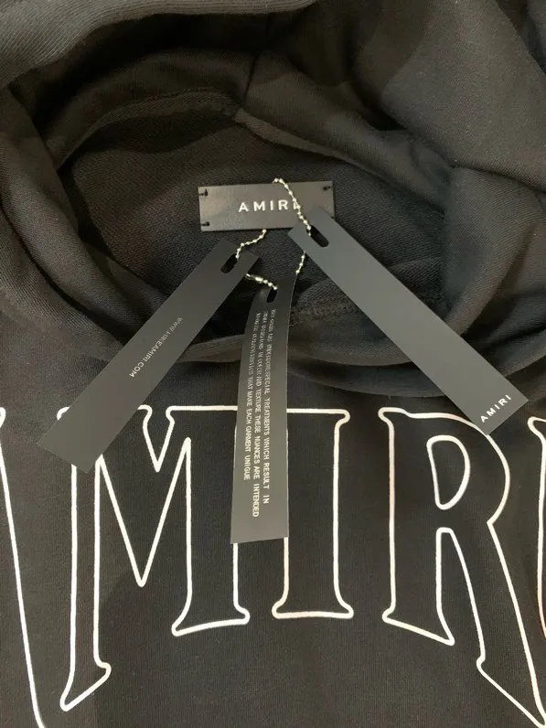 883 model P220 high quality 360g pure cotton terry AMIRI real shot sweatshirt black hanging shot S. M. L. XL