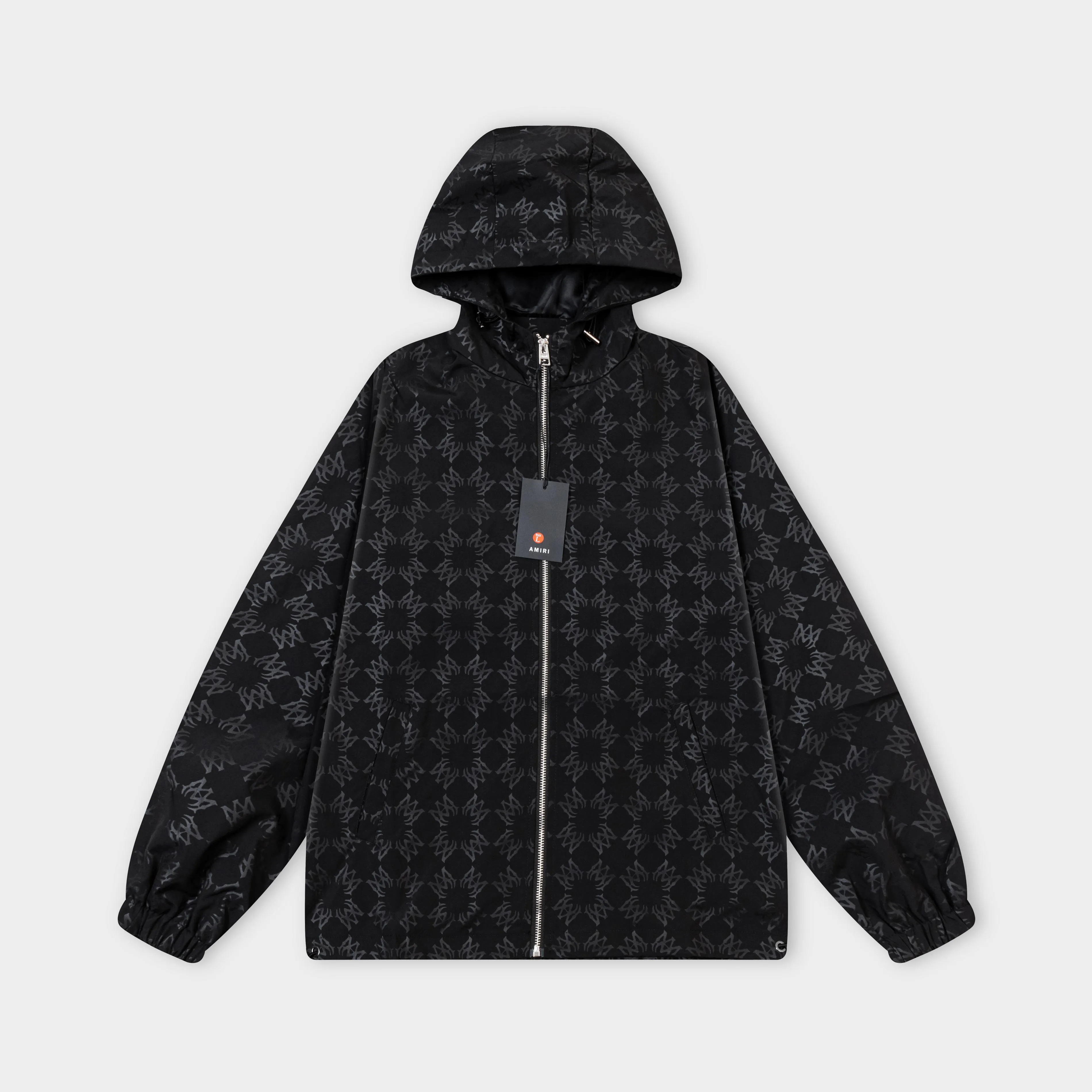 P320 2025 AMIRI... New style for autumn and winter Hardware Logo. High-quality hooded jacket. Mainly recommended version. Customized fabrics. Higher grade. High-density memory brushed lining. More fashionable and comfortable. High-standard customization. The upper body is very stylish. Classic and versatile. It can be matched with any fashion. The version is super good. It is recommended!  Color: Gray Black Size: M-4XL