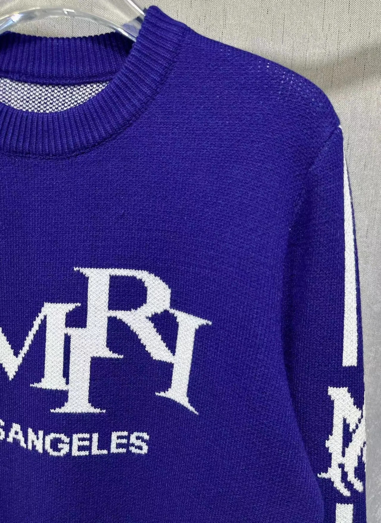 P240 AMIRI new autumn and winter sweater Amiri letter jacquard on the front, large Ⓜ️exclusive Logo jacquard on the back Color: Green Black Royal Blue Size: S M L XL XXL