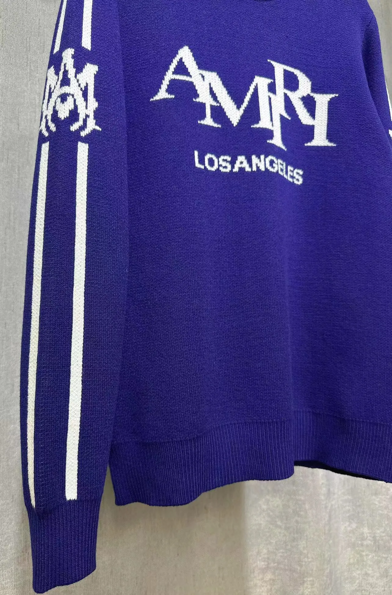 P240 AMIRI new autumn and winter sweater Amiri letter jacquard on the front, large Ⓜ️exclusive Logo jacquard on the back Color: Green Black Royal Blue Size: S M L XL XXL