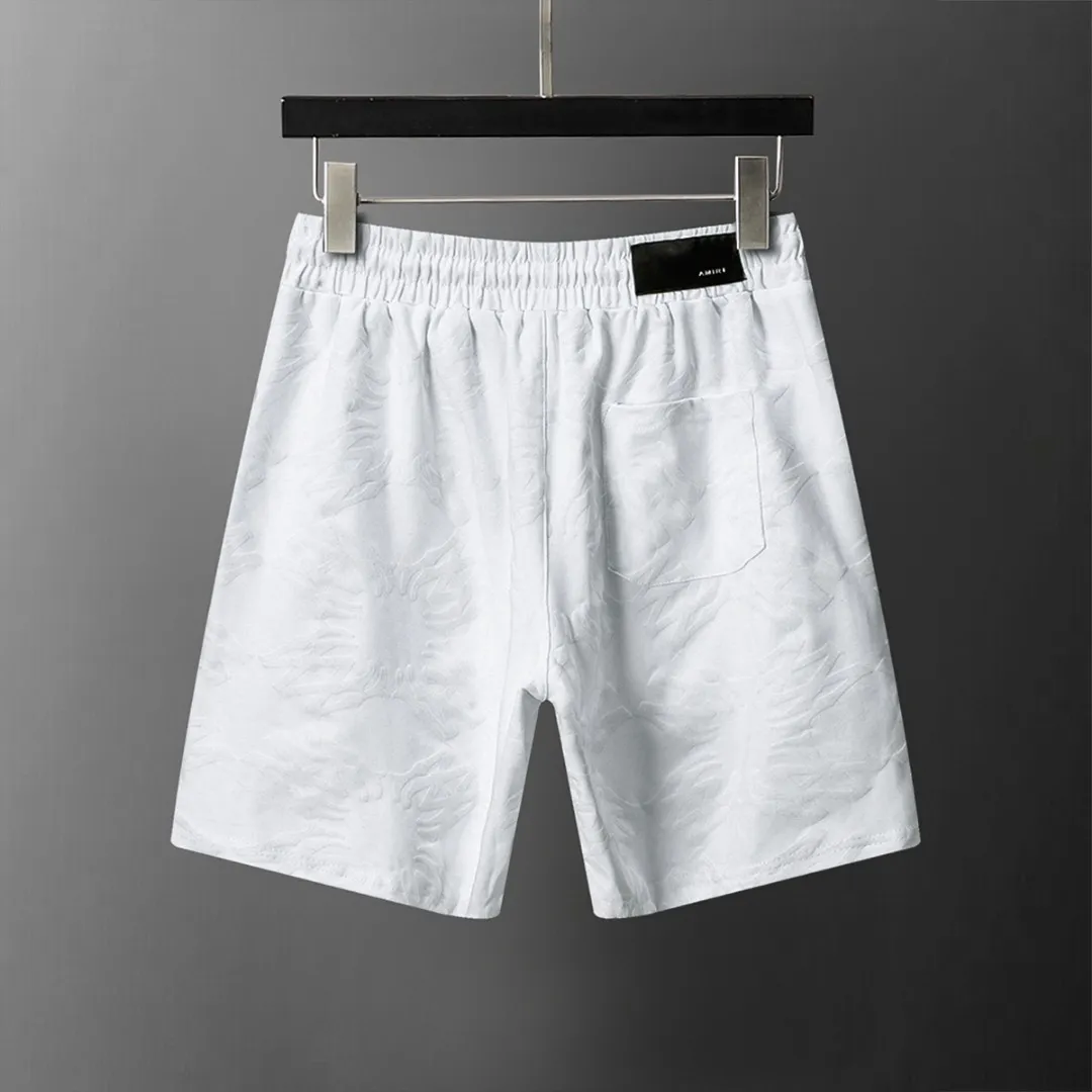 P140 Mili's new 2026 spring and summer men's casual shorts, with full-body flocking printing technology, fashionable and handsome style, comfortable fabrics, rigorous workmanship, and neat wiring. Good upper body effect·size M-3XL white