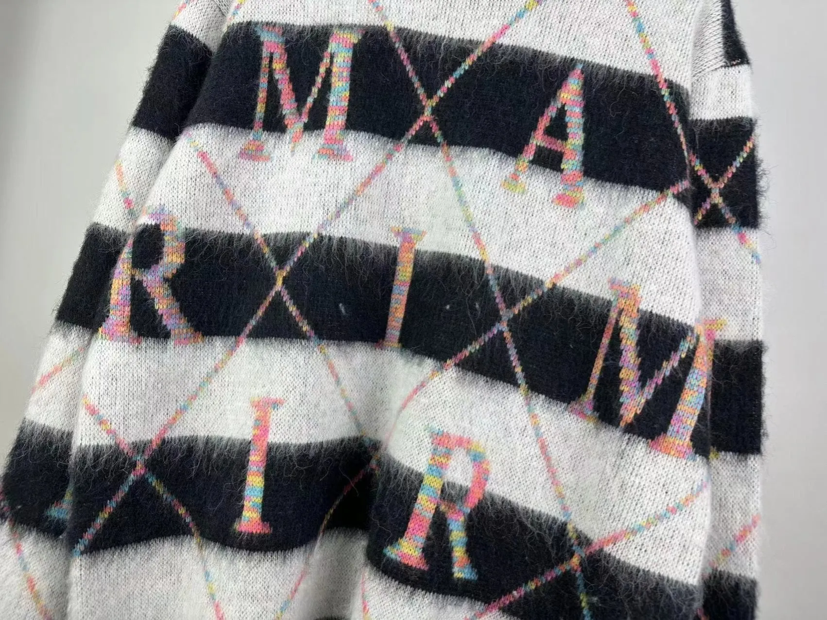P260 🎉AMIRI new seahorse wool sweater, horizontal stripes, colorful diamond check, 🈵color letters on the body, number: S M L XL XXL