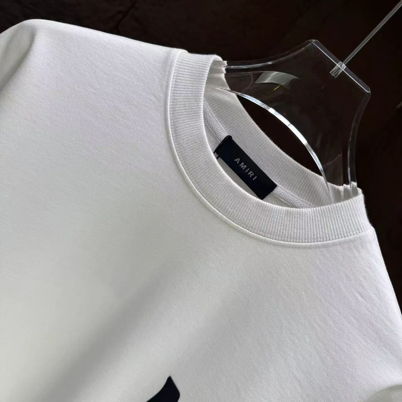 P210 AMIRI* 2025 autumn and winter new round neck sweatshirt 400g terry cotton letter logo three-dimensional foam Color: Black White Gray Dark Blue Size: S M L XL XXL