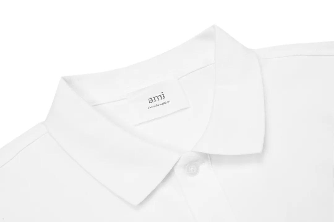 🅿️190 ami 2025 new love embroidered logo couple style casual polo shirt ·Customized pique cotton fabric ·Imported Tajima machine embroidery technology ·Collar label, hangtag, main mark and three labels complete Color: White Size: M-XXXL