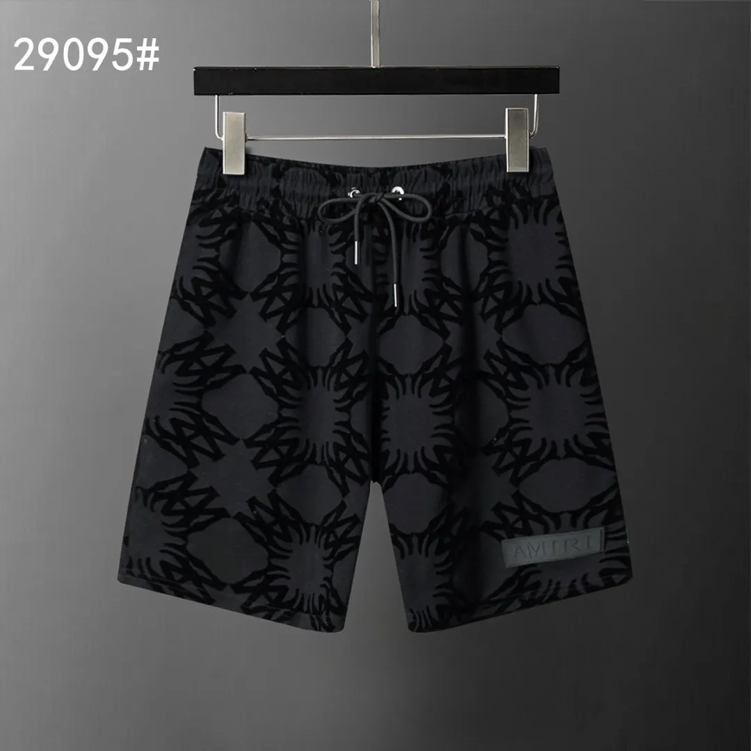 P140 Mili's new 2026 spring and summer men's casual shorts, with full-body flocking printing technology, fashionable and handsome style, comfortable fabrics, rigorous workmanship, and neat wiring. Good upper body effect·Size M-3XL black