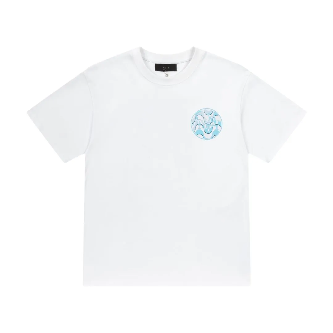 8002#P144, AMIRI hand-printed logo loose-fitting short-sleeved T-shirt, made of 300g fabric, color: black, white, size: S M L XL