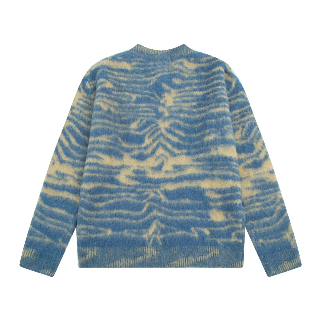 P200 A8141# Acne Studios2023 new product water ripple seahorse hair lazy loose thickened round neck knitted sweater must-have for autumn and winter seahorse hair and wool yarn same style for men and women Color: blue Size: S-XL