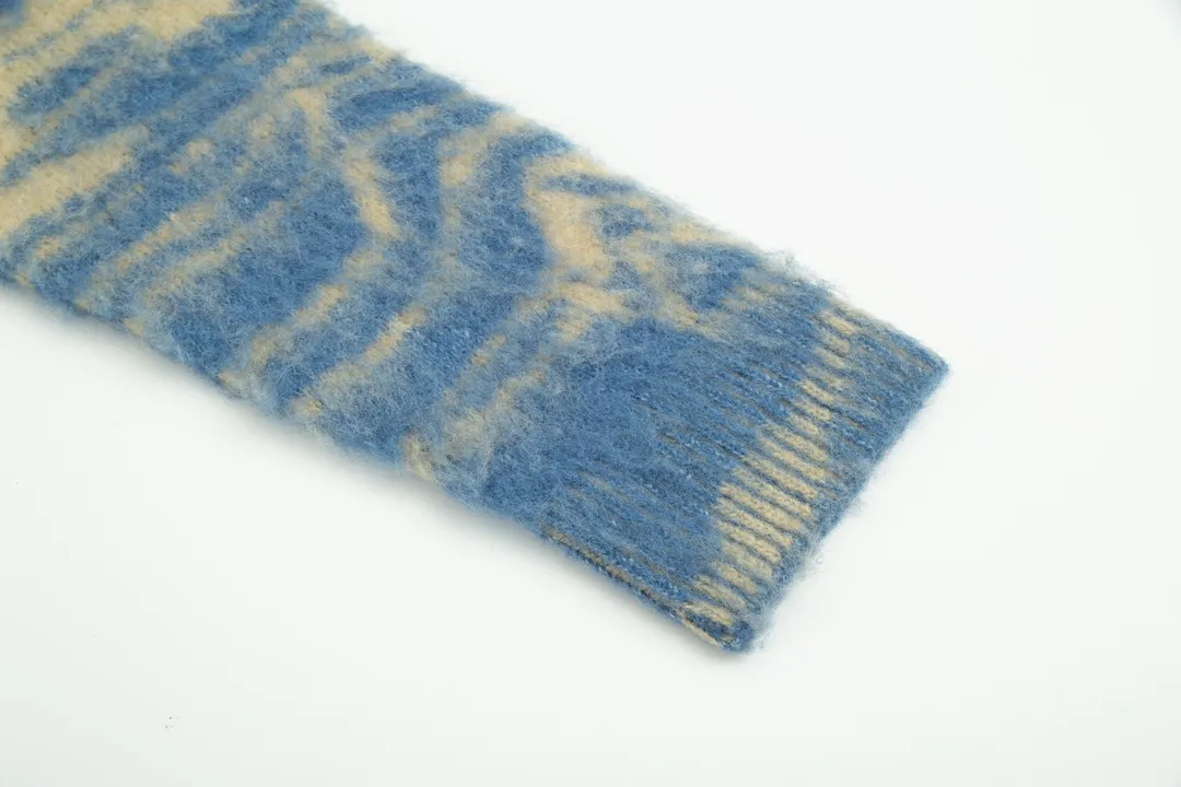 P200 A8141# Acne Studios2023 new product water ripple seahorse hair lazy loose thickened round neck knitted sweater must-have for autumn and winter seahorse hair and wool yarn same style for men and women Color: blue Size: S-XL