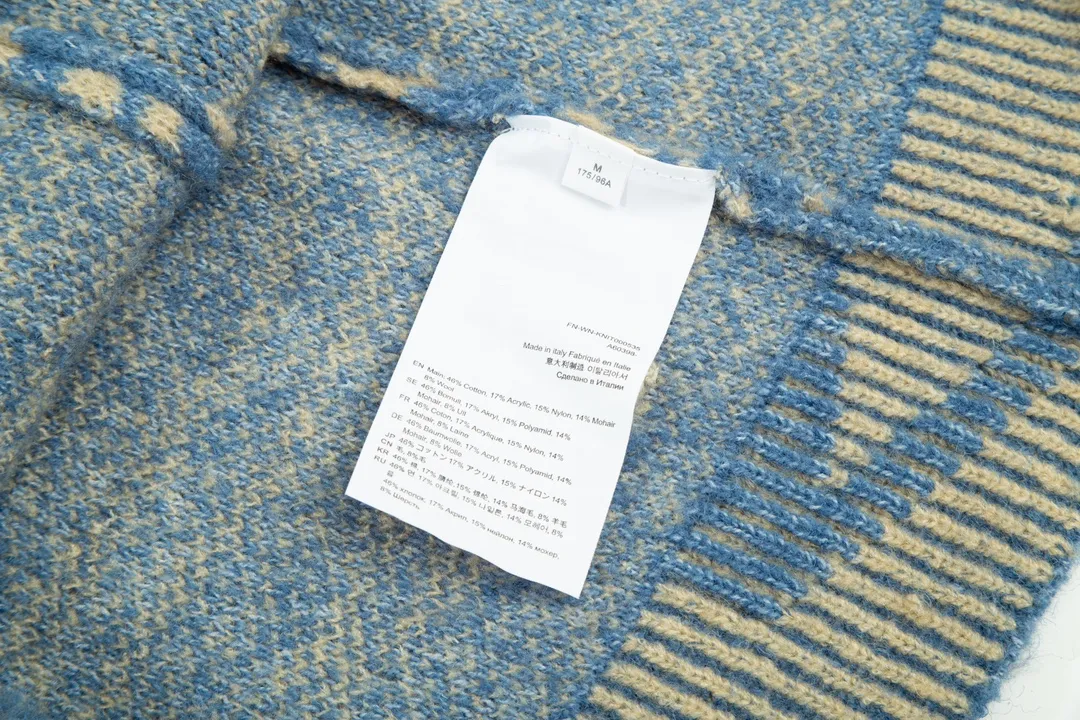 P200 A8141# Acne Studios2023 new product water ripple seahorse hair lazy loose thickened round neck knitted sweater must-have for autumn and winter seahorse hair and wool yarn same style for men and women Color: blue Size: S-XL