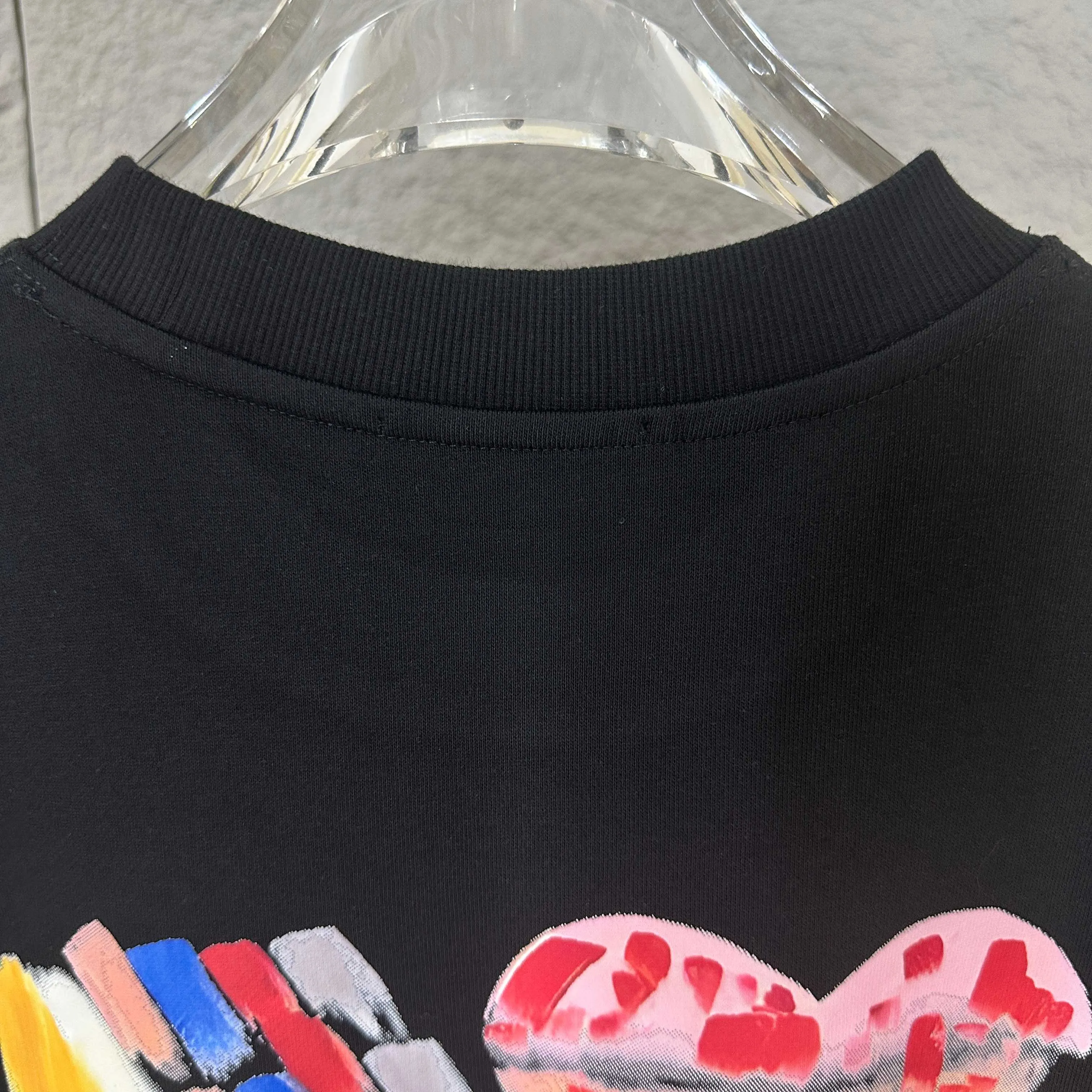🅿️240 Ami love 2025 early autumn and winter new style classic simple love letter printing design personalized logo custom terry fabric long-sleeved T-shirt same style for men and women Color: black white Size: S (90-130 catties) M (120-150 catties) L (140-165 catties) XL (160-180 catties) XXL (180-210 pounds)