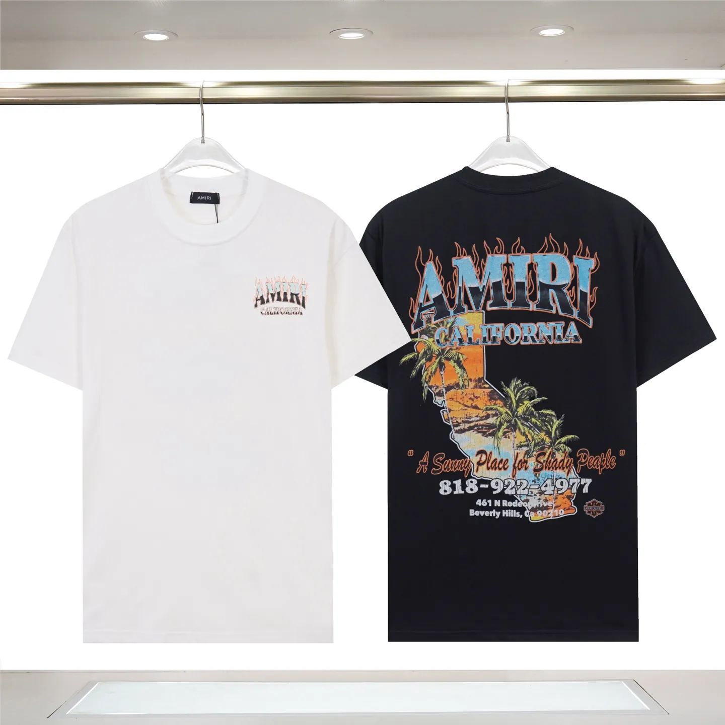 P122 888# "𝙉𝙚𝙬♈️ AMIRI" 🏖 25 spring and summer new style, front and rear letter logos, white ink direct injection process, no touch short-sleeved T-shirt, made of 260g 32-count tight double yarn cotton fabric, soft fabric.   Color: Black White Size: S M L XL XXL