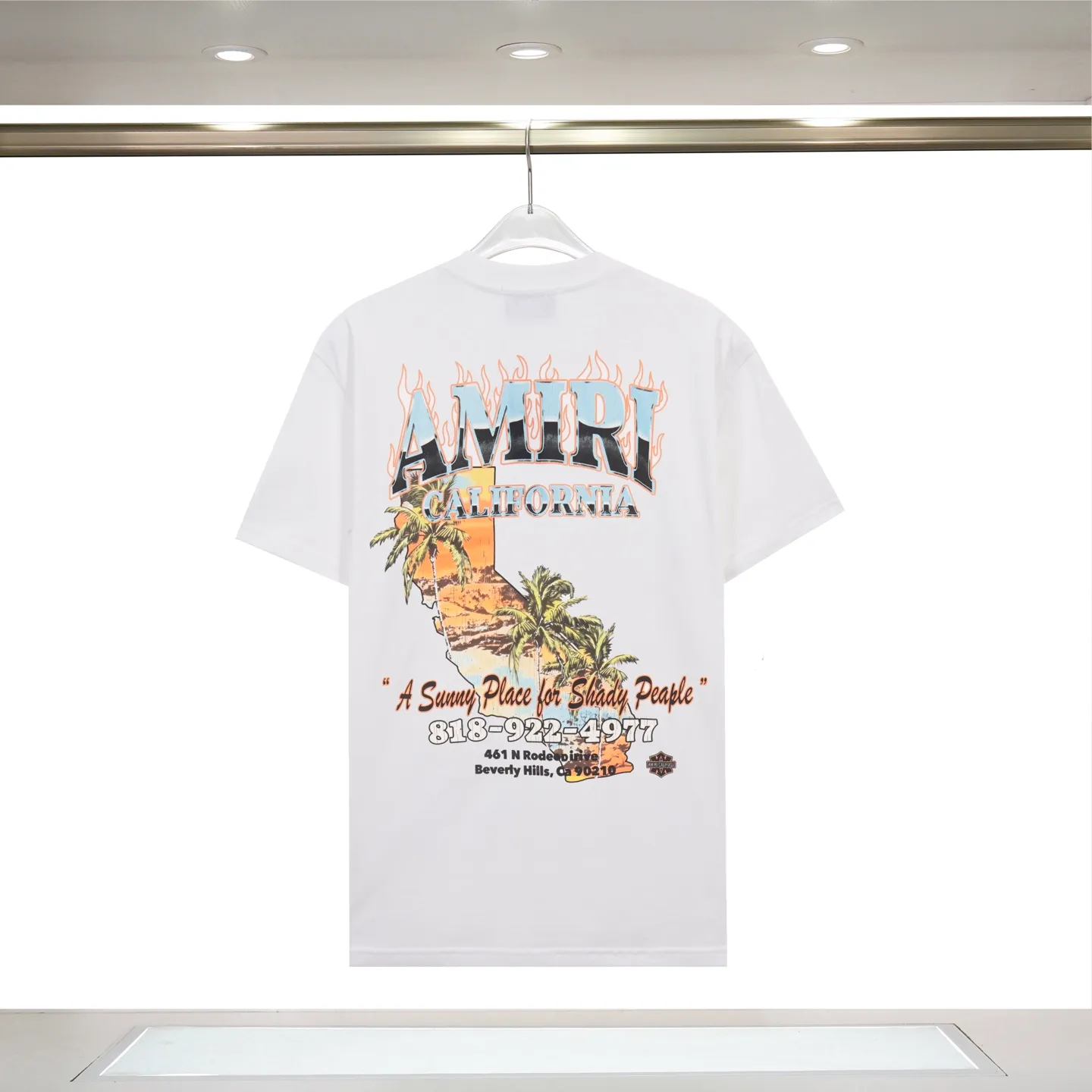 P122 888# "𝙉𝙚𝙬♈️ AMIRI" 🏖 25 spring and summer new style, front and rear letter logos, white ink direct injection process, no touch short-sleeved T-shirt, made of 260g 32-count tight double yarn cotton fabric, soft fabric.   Color: Black White Size: S M L XL XXL