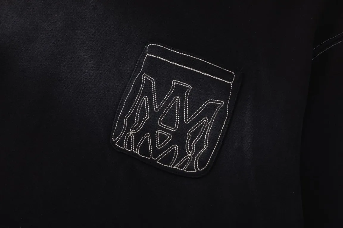 P354 7201#AMIRI pocket embroidery washed LOGO, color: black, size: S M L XL