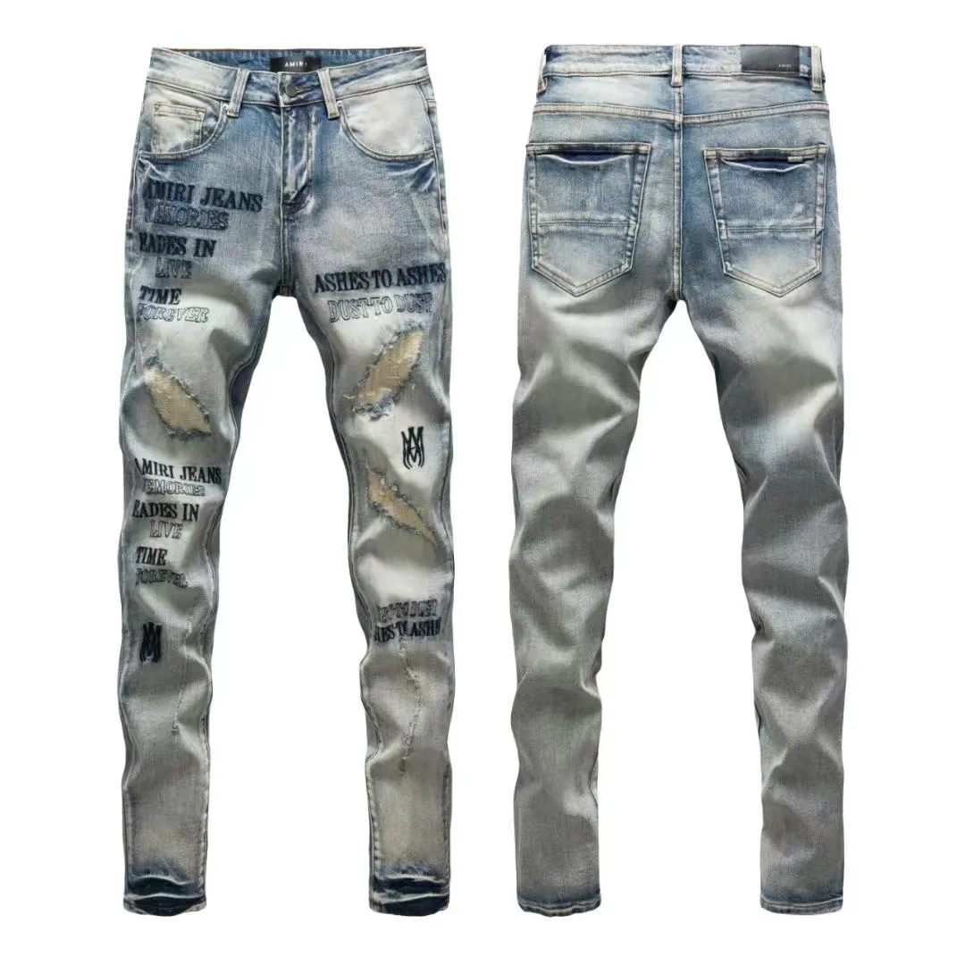 #N13 P246💰 (Top version) AMIRI hot high street jeans slim fit stretch washed knife cut trousers for men AMIRI amiri is transliterated as Emil, which is the name of the founder. Mike Amiri, the founder of amiri, grew up in Los Angeles, USA. He was influenced by local street culture and Punk Rock since childhood, so he founded the amiri brand named after himself. A variety of trendy clothing meets the needs of different trendy players. Amiri clothing has novel and unique styles and is a well-known street brand in the United States. The styles and styles of many clothes are loved by many street photographers. The various clothing styles meet the dressing needs of different people, show their unique temperament, and show the trend of dressing. amiri's jeans are relatively famous. Not only do they have many styles, but the quality of the jeans is also very good. Many celebrities have also worn amiri brand jeans. Color: Picture color Size: 28, 30, 32, 34, 36 28 30 32 34 36 Waist 71 76 81 86 91 Qianlang 26.5 27.5 28.5 29.5 30.5 Hou Lang 37 38 39 40 41 Foot 14 14.8 15.6 16.4 17.2 Foreign Minister 100 102 104 106 107