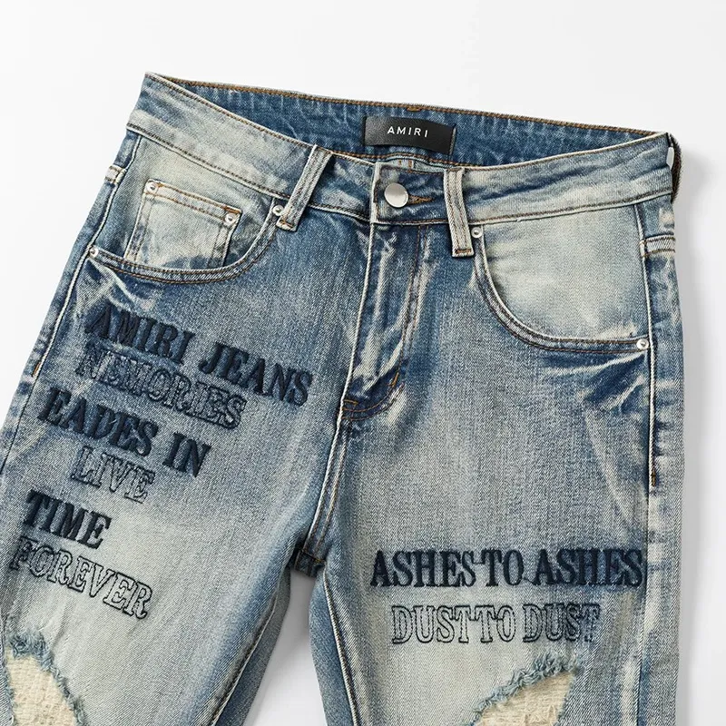 #N13 P246💰 (Top version) AMIRI hot high street jeans slim fit stretch washed knife cut trousers for men AMIRI amiri is transliterated as Emil, which is the name of the founder. Mike Amiri, the founder of amiri, grew up in Los Angeles, USA. He was influenced by local street culture and Punk Rock since childhood, so he founded the amiri brand named after himself. A variety of trendy clothing meets the needs of different trendy players. Amiri clothing has novel and unique styles and is a well-known street brand in the United States. The styles and styles of many clothes are loved by many street photographers. The various clothing styles meet the dressing needs of different people, show their unique temperament, and show the trend of dressing. amiri's jeans are relatively famous. Not only do they have many styles, but the quality of the jeans is also very good. Many celebrities have also worn amiri brand jeans. Color: Picture color Size: 28, 30, 32, 34, 36 28 30 32 34 36 Waist 71 76 81 86 91 Qianlang 26.5 27.5 28.5 29.5 30.5 Hou Lang 37 38 39 40 41 Foot 14 14.8 15.6 16.4 17.2 Foreign Minister 100 102 104 106 107