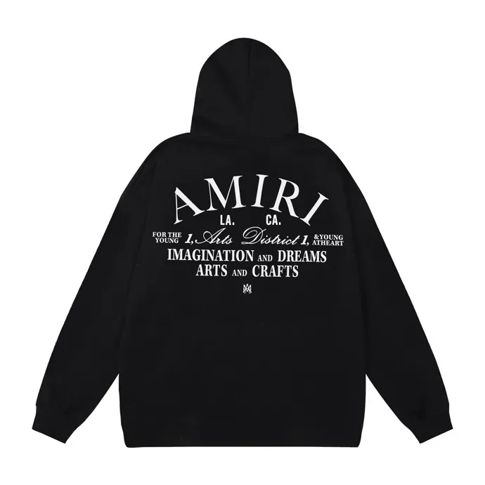 Style number: 875 P220 Fabric: 360g pure cotton terry sweatshirt AMIRI 2025 autumn and winter new logo hooded terry sweatshirt high street unisex loose classic letter jacket Color: Black White Size: S M L XL