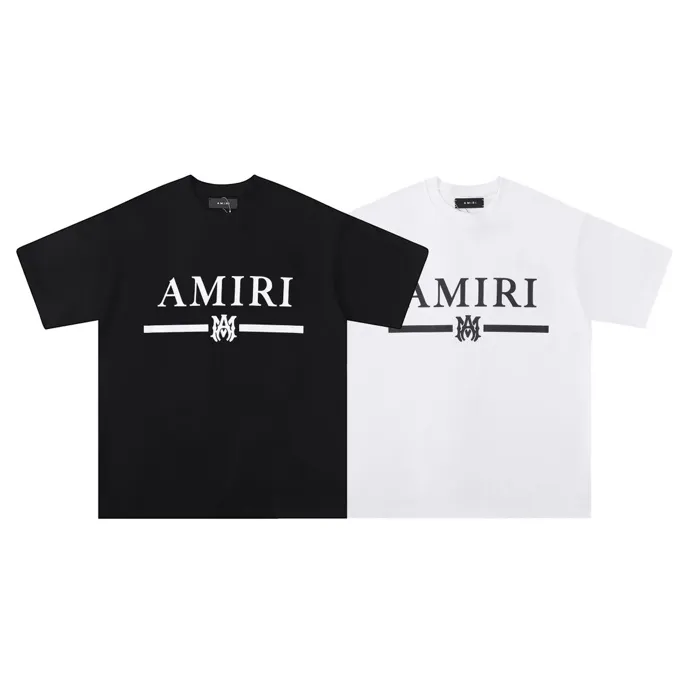 Style number: 679 P114 Fabric: 260 grams double yarn AMIRI 2025 spring and summer new logo round neck T-shirt high street men and women loose classic letter short sleeves Color: white black Size: S M L XL