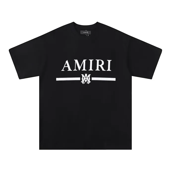 Style number: 679 P114 Fabric: 260 grams double yarn AMIRI 2025 spring and summer new logo round neck T-shirt high street men and women loose classic letter short sleeves Color: white black Size: S M L XL