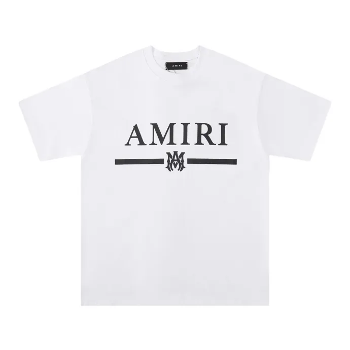 Style number: 679 P114 Fabric: 260 grams double yarn AMIRI 2025 spring and summer new logo round neck T-shirt high street men and women loose classic letter short sleeves Color: white black Size: S M L XL