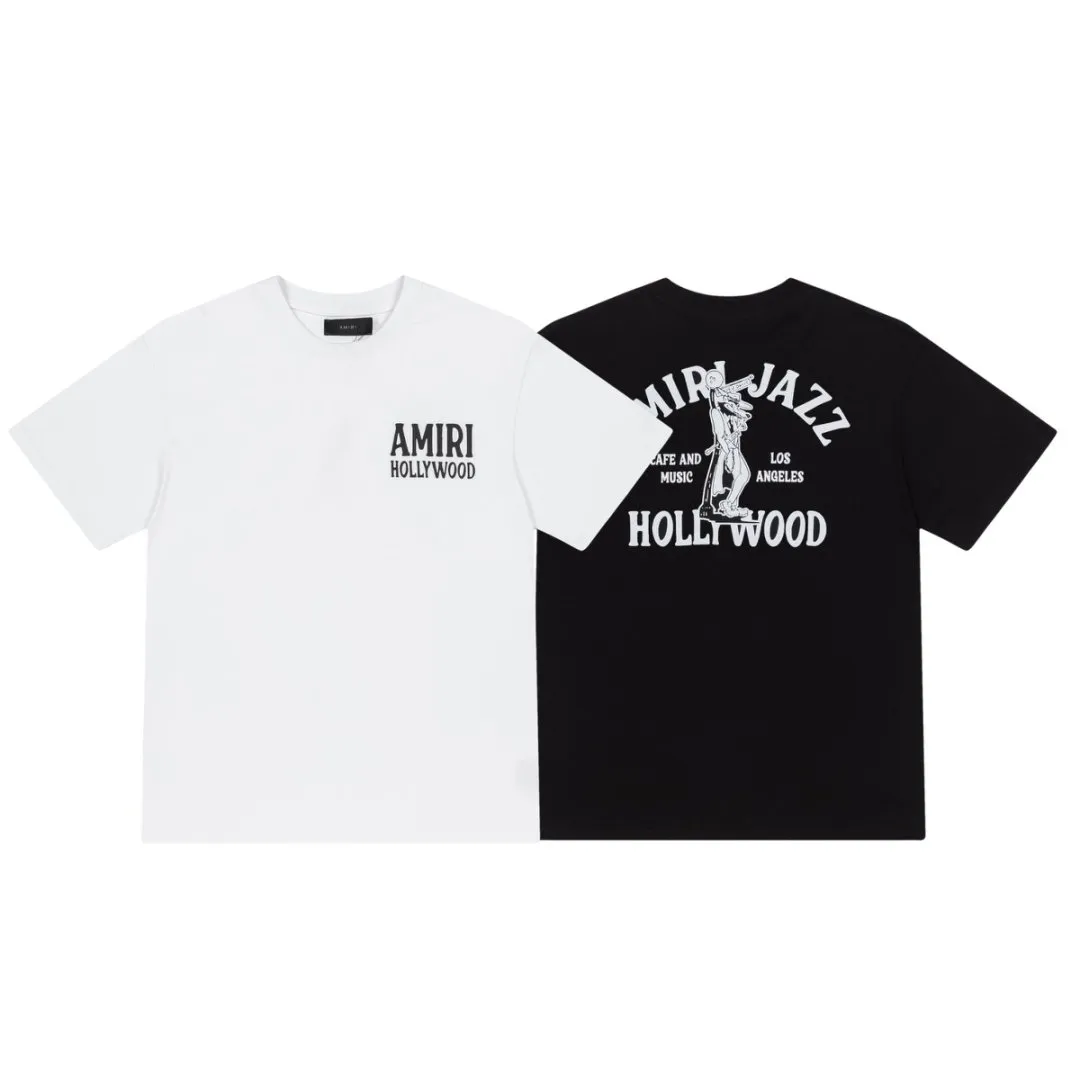 8039#P144amiri new werewolf cartoon loose version T-shirt, made of 300g heavy fabric, color: black, white, size: S M LXL