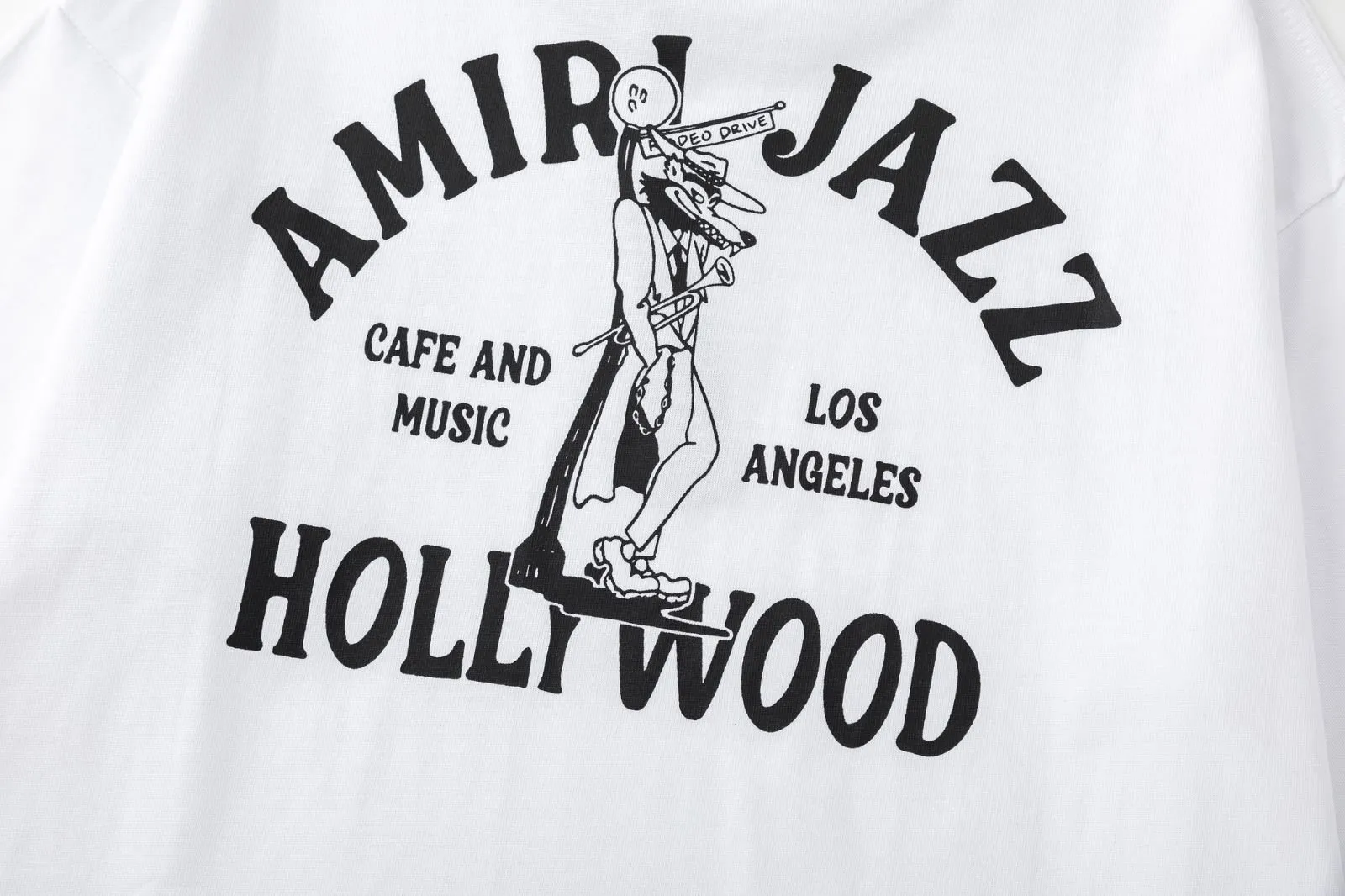 8039#P144amiri new werewolf cartoon loose version T-shirt, made of 300g heavy fabric, color: black, white, size: S M LXL