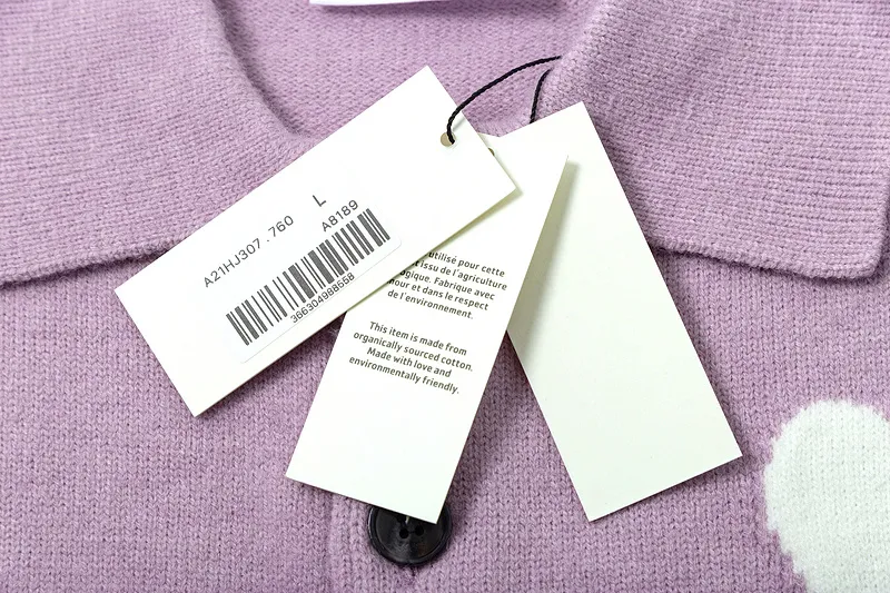Ami Paris2025 early spring new product big love ADC jacquard wool patchwork reverse sleeve technology Ami De Coeur polo collar pullover sweater same style for men and women Oversize version Color: light gray lilac Size: S-XL