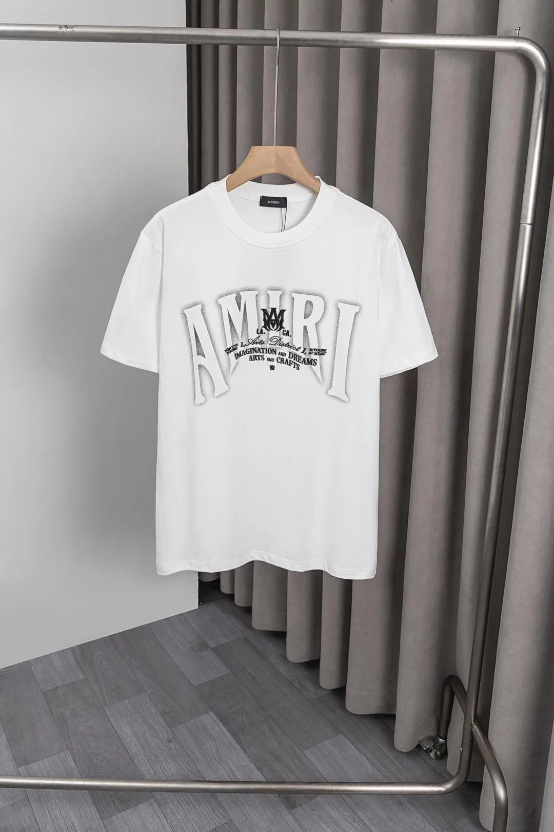 P134 S011 "𝙉𝙚𝙬♈️AMIRI" 🔥50ss new T-shirt, printed + letter logo embroidery process, made of 260g double yarn cotton fabric, soft fabric, fashionable and versatile, same style for men and women. Color: black, white, size: M～3XL