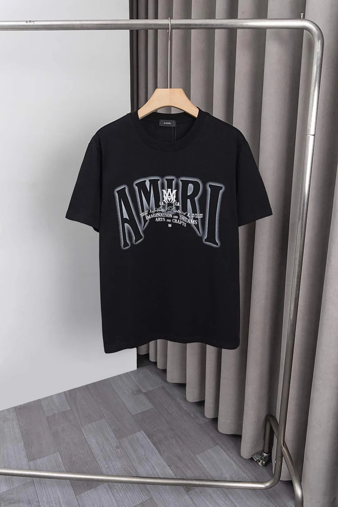 P134 S011 "𝙉𝙚𝙬♈️AMIRI" 🔥50ss new T-shirt, printed + letter logo embroidery process, made of 260g double yarn cotton fabric, soft fabric, fashionable and versatile, same style for men and women. Color: black, white, size: M～3XL