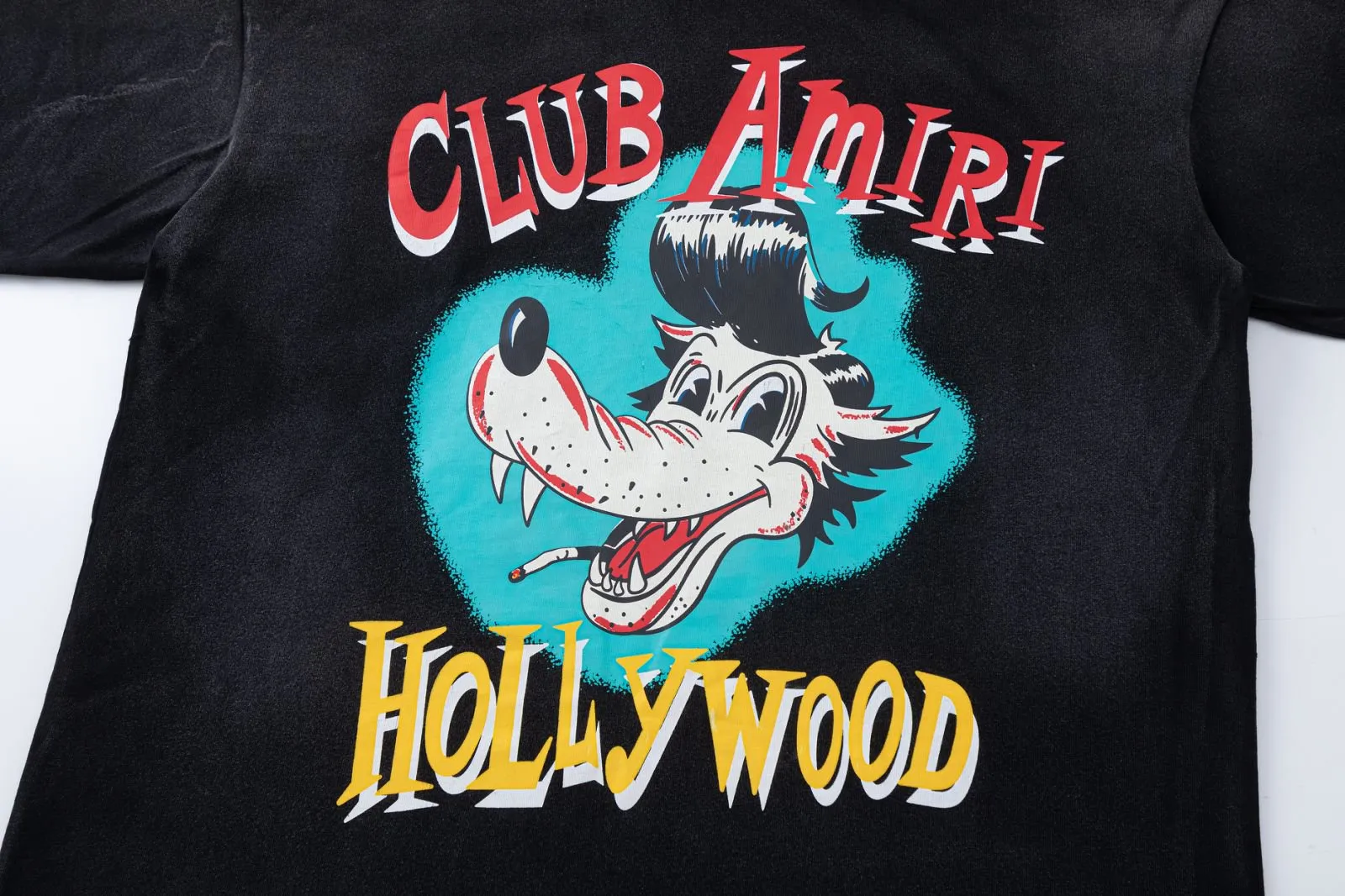 8071#P164, AMIRI classic cartoon LOGO, color: black, size: S M LXL