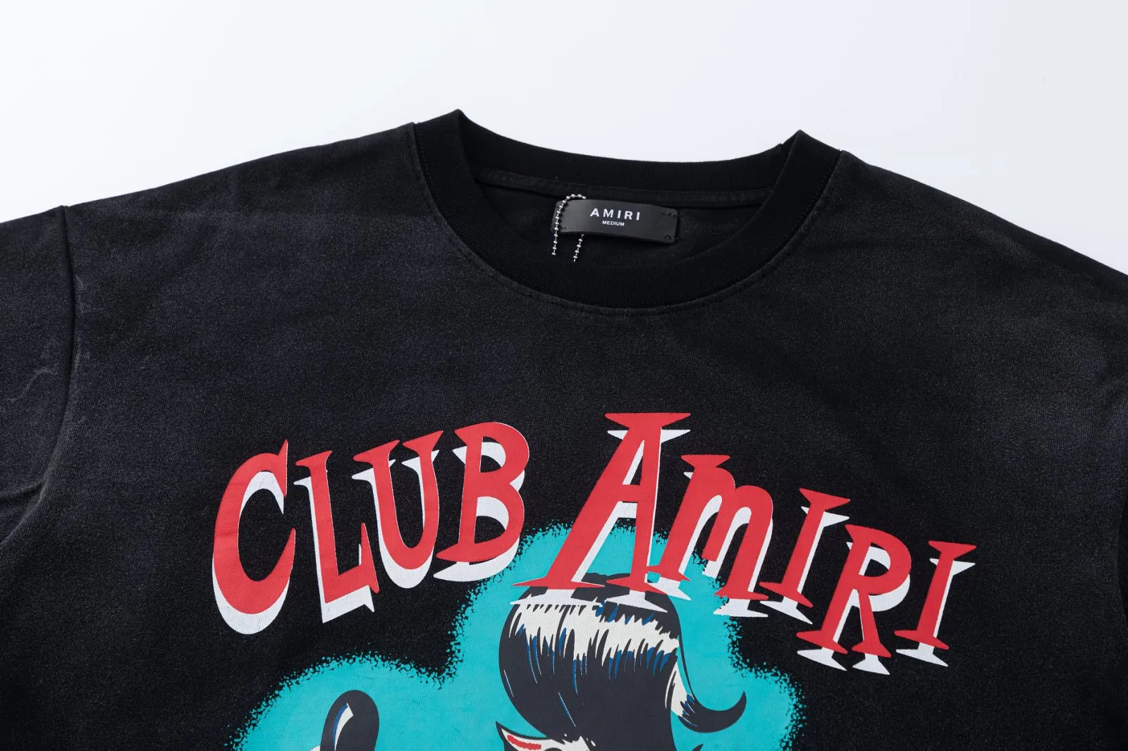 8071#P164, AMIRI classic cartoon LOGO, color: black, size: S M LXL