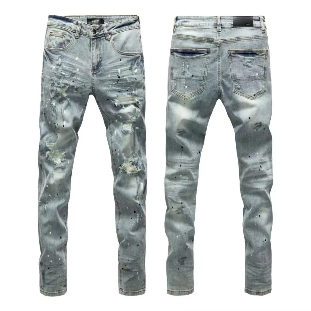 #N24 P246💰 (Top version) AMIRI hot high street jeans slim fit stretch washed knife cut trousers men's fashion AMIRI amiri is transliterated as Emil, which is the name of the founder. Mike Amiri, the founder of amiri, grew up in Los Angeles, USA. He was influenced by local street culture and Punk Rock since childhood, so he founded the amiri brand named after himself. A variety of trendy clothing meets the needs of different trendy players. Amiri clothing has novel and unique styles and is a well-known street brand in the United States. The styles and styles of many clothes are loved by many street photographers. The various clothing styles meet the dressing needs of different people, show their unique temperament, and show the trend of dressing. amiri's jeans are relatively famous. Not only do they have many styles, but the quality of the jeans is also very good. Many celebrities have also worn amiri brand jeans. Color: Picture color Size: 28, 30, 32, 34, 36 28 30 32 34 36 Waist 71 76 81 86 91 Qianlang 26.5 27.5 28.5 29.5 30.5 Hou Lang 37 38 39 40 41 Foot 14 14.8 15.6 16.4 17.2 Foreign Minister 100 102 104 106 107