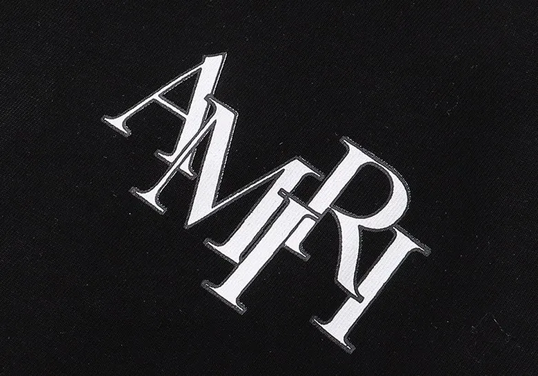 Style number: 677 P120 Fabric: 260g double yarn AMIRI 2025 spring and summer new logo round neck T-shirt high street unisex style loose classic letter short sleeves Color: White Black Size: S M L XL