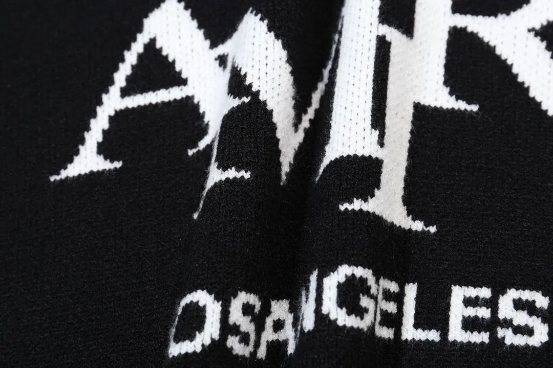 P280 AMIRI new front letter logo letter jacquard round neck sweater Color: Green Blue Black Size: S M L XL XXL