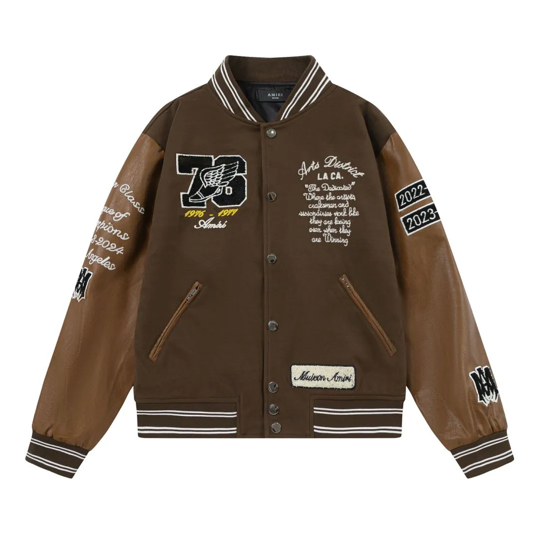 7161#P490AMIRI Eagle embroidery LOGO. Color: black, brown. Size: S M L XL