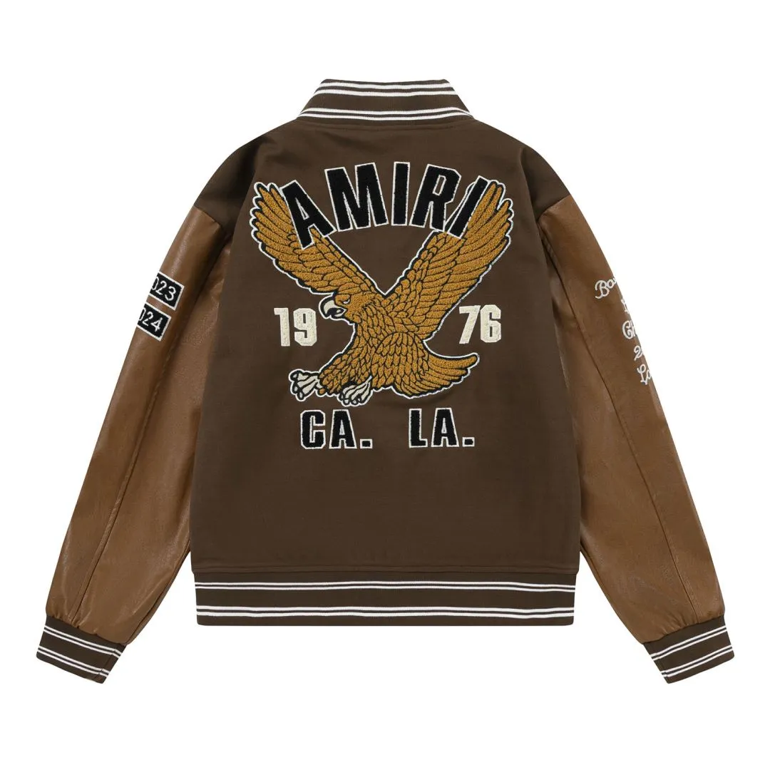 7161#P490AMIRI Eagle embroidery LOGO. Color: black, brown. Size: S M L XL