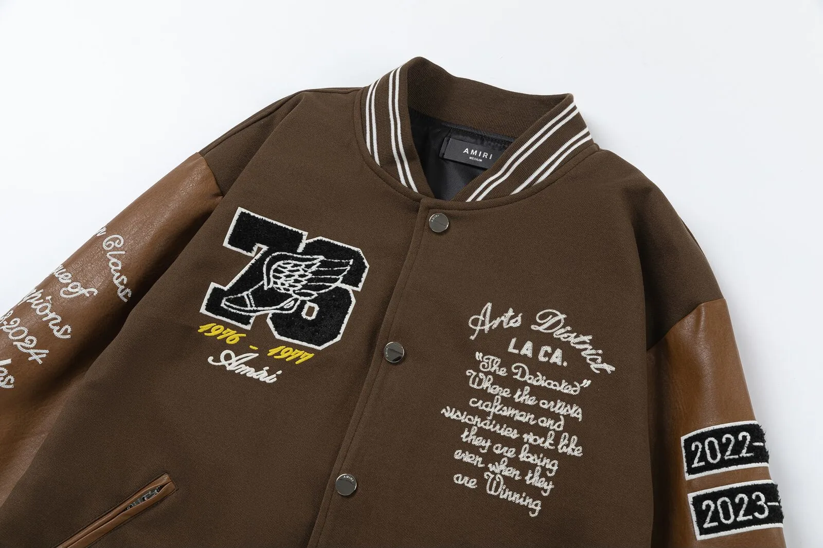 7161#P490AMIRI Eagle embroidery LOGO. Color: black, brown. Size: S M L XL