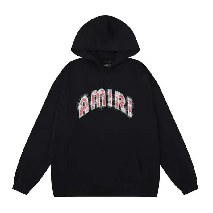 Style number: 884 P220 Fabric: 360g pure cotton terry sweatshirt AMIRI 2025 autumn and winter new logo hooded terry sweatshirt high street unisex loose classic letter jacket Color: black Size: S M L XL
