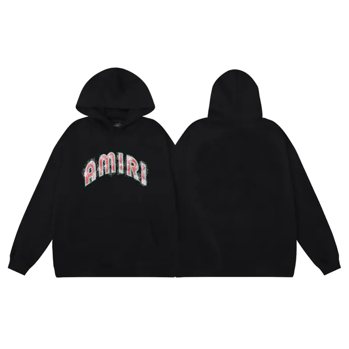 Style number: 884 P220 Fabric: 360g pure cotton terry sweatshirt AMIRI 2025 autumn and winter new logo hooded terry sweatshirt high street unisex loose classic letter jacket Color: black Size: S M L XL